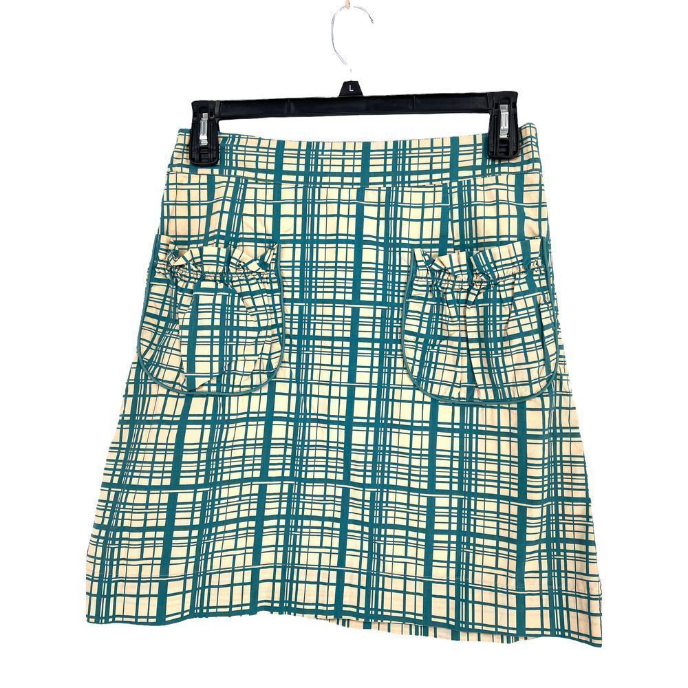 Girls from Savoy Cream/Green Plaid Skirt Size 8